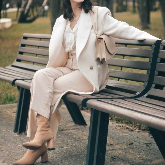 Zara double breasted wool coat cream white - Picture 9 of 10